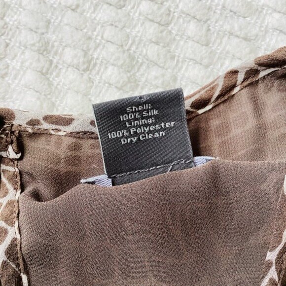 Ann Taylor Brown & White Silk Ruffled Sleeveless Blouse Size S - Picture 6 of 10